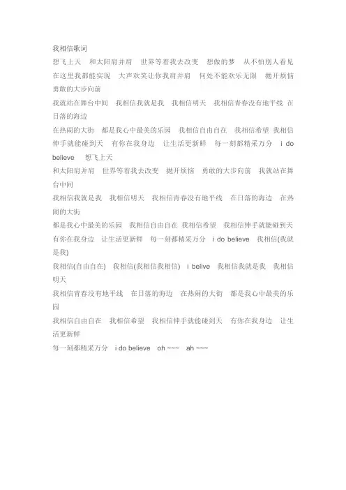 我相信歌词