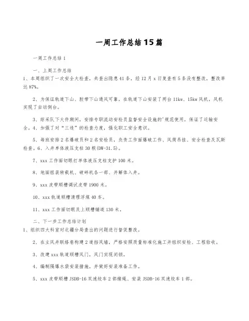 一周工作总结15篇