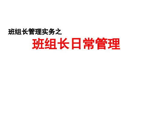 班组长管理实务之班组长日常管理资料
