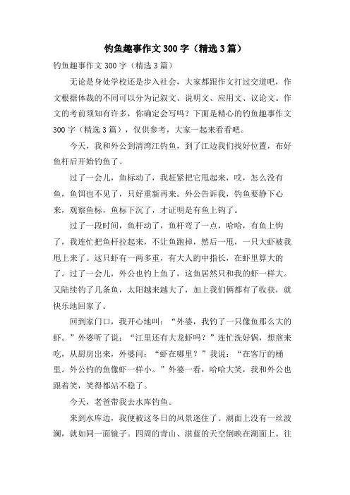 钓鱼趣事作文300字(3篇)