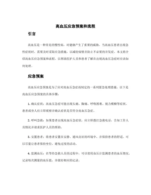 高血压应急预案和流程