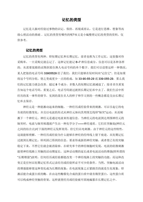 记忆的类型