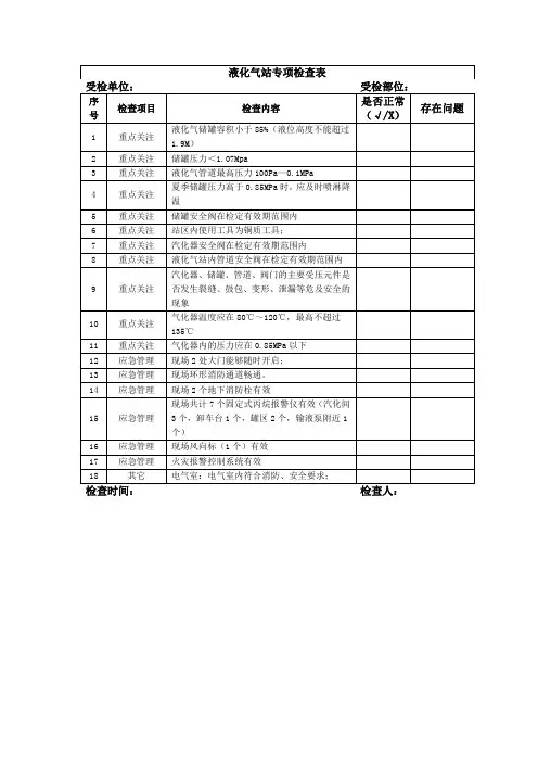 液化气站专项检查表