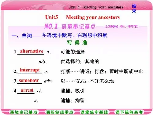 【最新】人教版高三英语一轮复习课件：选修八 Unit 5 Meeting your ancestors