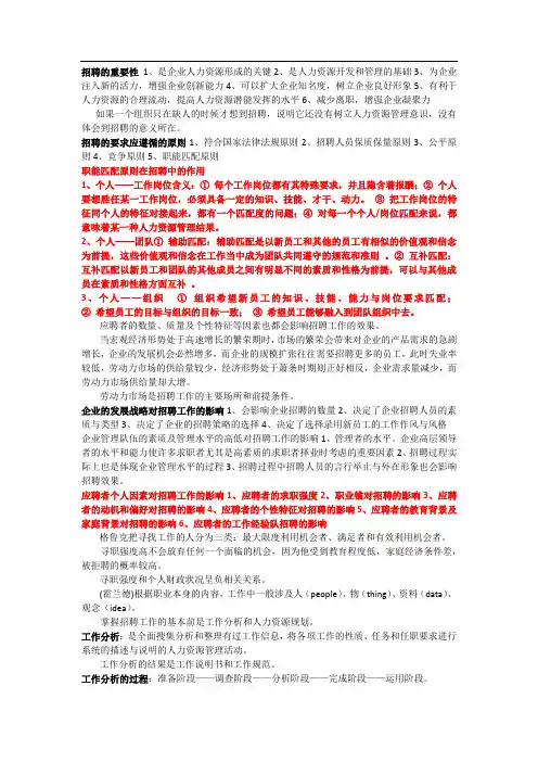 招聘与录用考点