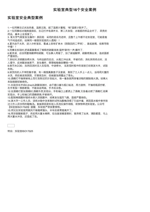 实验室典型16个安全案例