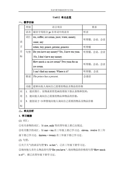 湘少版-英语-四下-Unit12_单元总览
