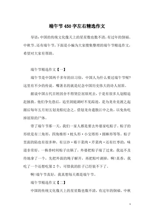 端午节450字左右精选作文