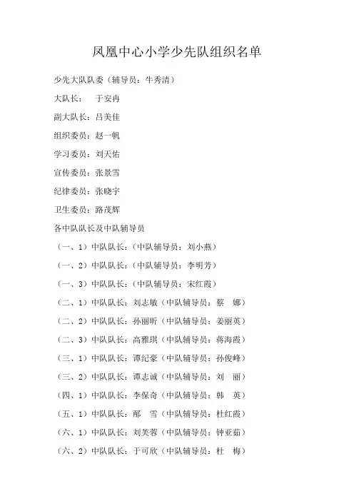 少先队组织名单