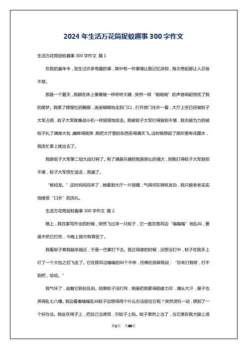 2024年生活万花筒捉蚊趣事300字作文
