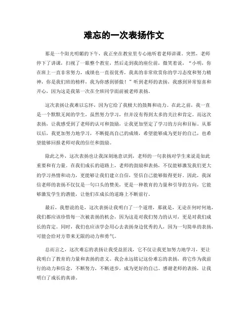 难忘的一次表扬作文