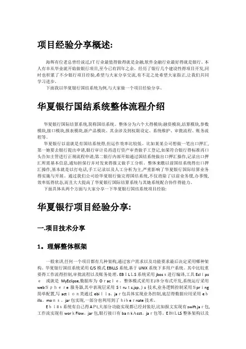 银行项目经验分享