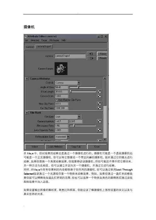maya摄像机参数详解