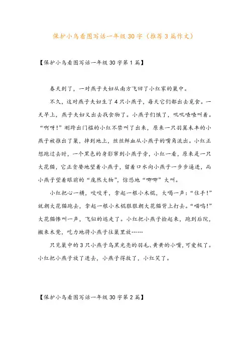 保护小鸟看图写话一年级30字(推荐3篇作文)