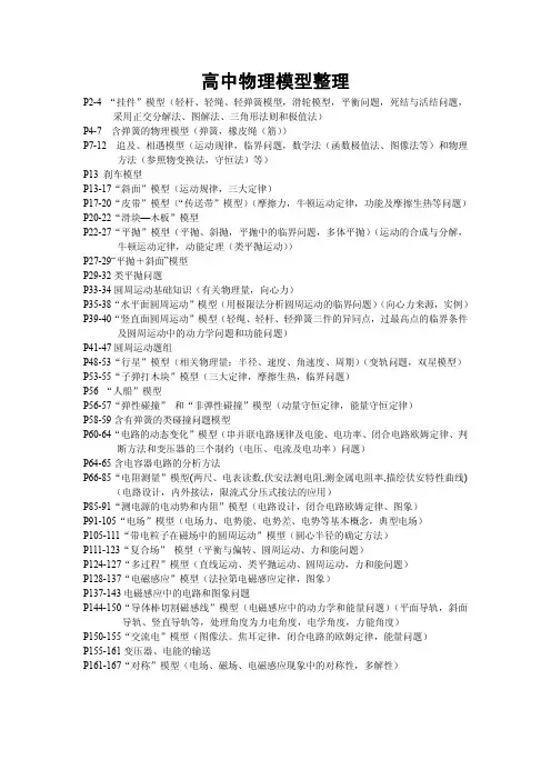 届高考一轮复习 高中物理模型 