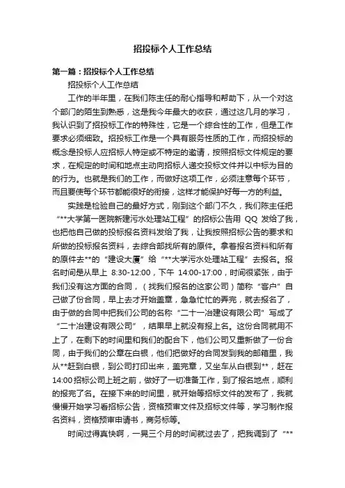 招投标个人工作总结