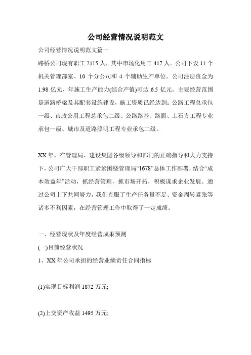 公司经营情况说明范文.doc