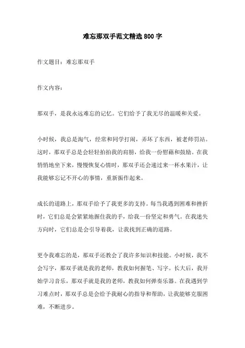 难忘那双手范文精选800字