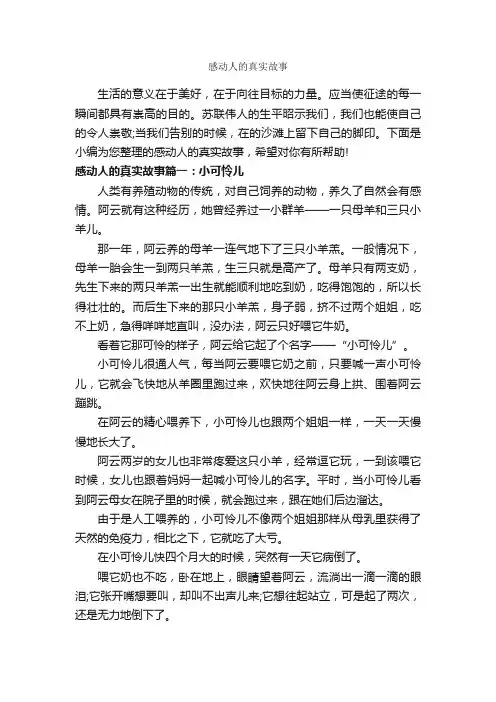 感动人的真实故事_故事大全