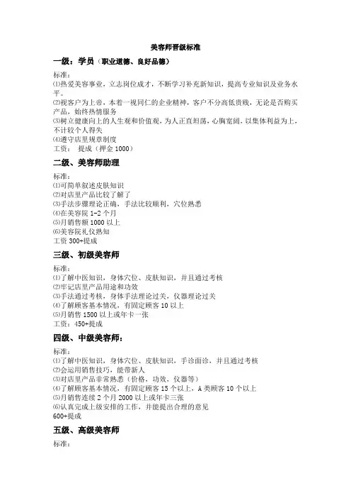 美容师分类标准