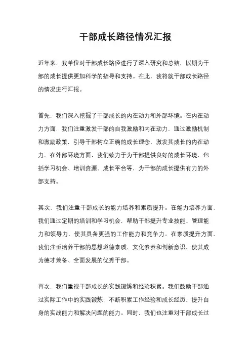 干部成长路径情况汇报