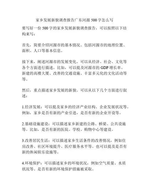 家乡发展新貌调查报告广东河源500字怎么写