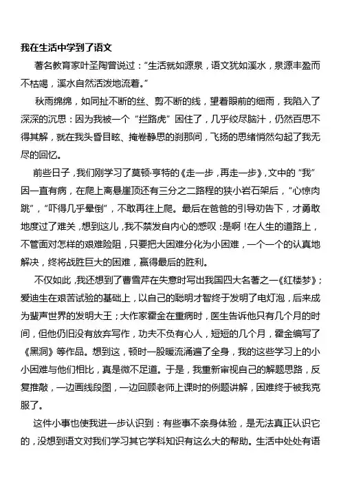 生活中处处有语文-作文