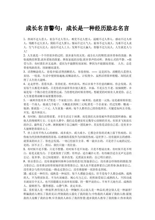 成长名言警句：成长是一种经历励志名言