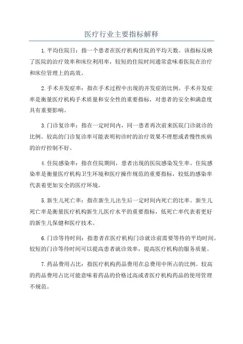 医疗行业主要指标解释