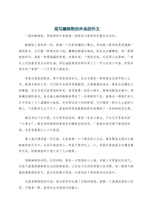 描写酸辣粉的外表的作文