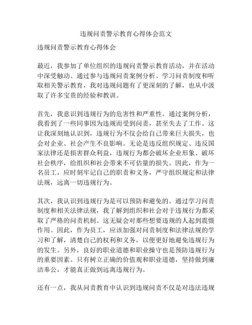 违规问责警示教育心得体会范文