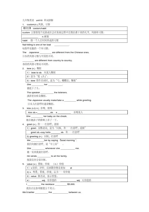 人教九年级英语unit10单词讲解