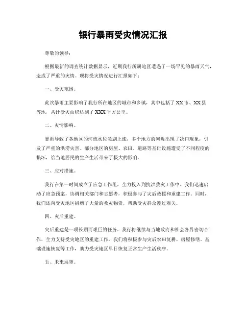 银行暴雨受灾情况汇报