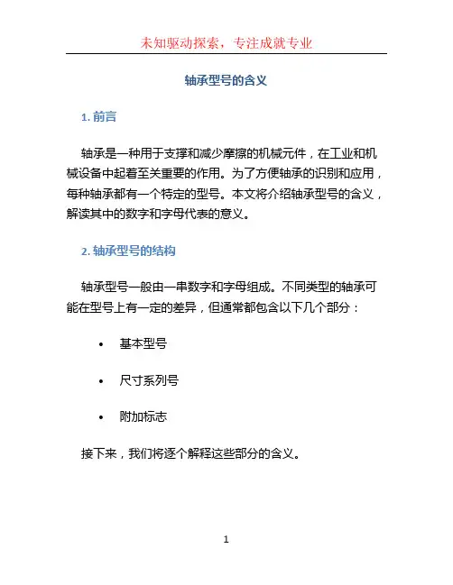 轴承型号的含义