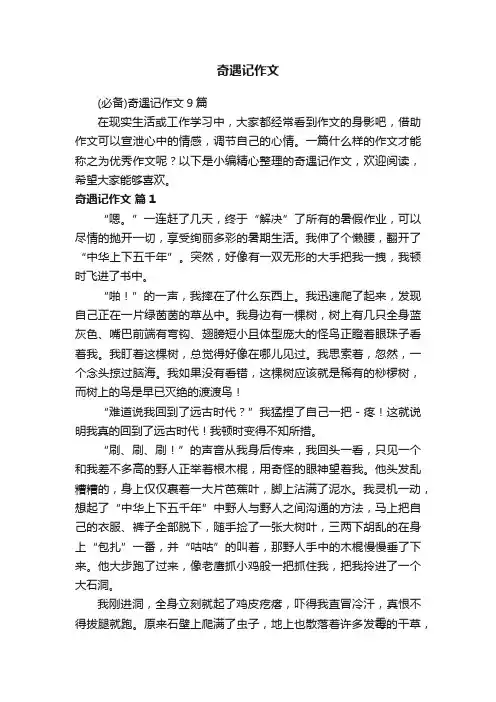 （必备）奇遇记作文9篇