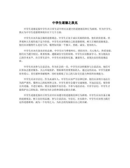中学生道德之我见