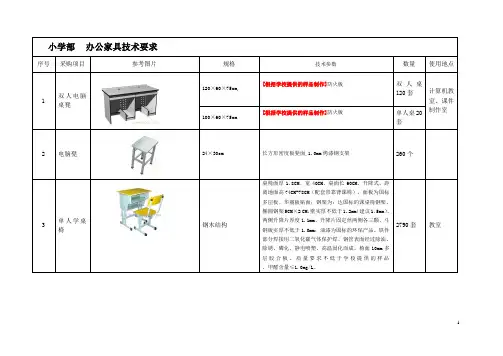 中小学办公家具技术要求