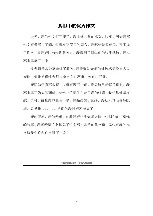 我眼中的优秀作文