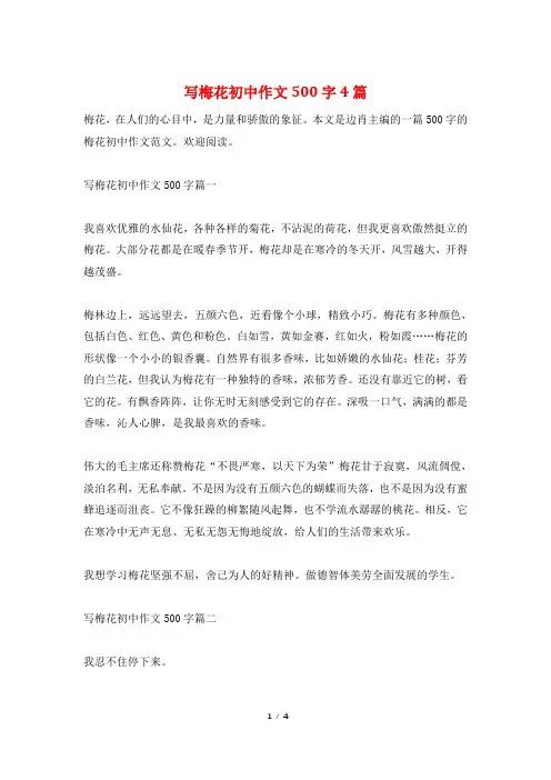 写梅花初中作文500字4篇