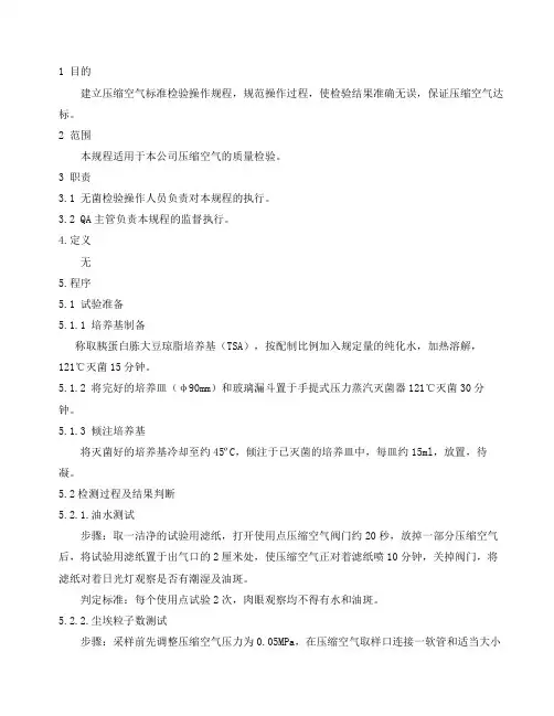 压缩空气检验操作规程