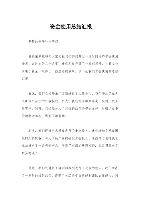资金使用总结汇报