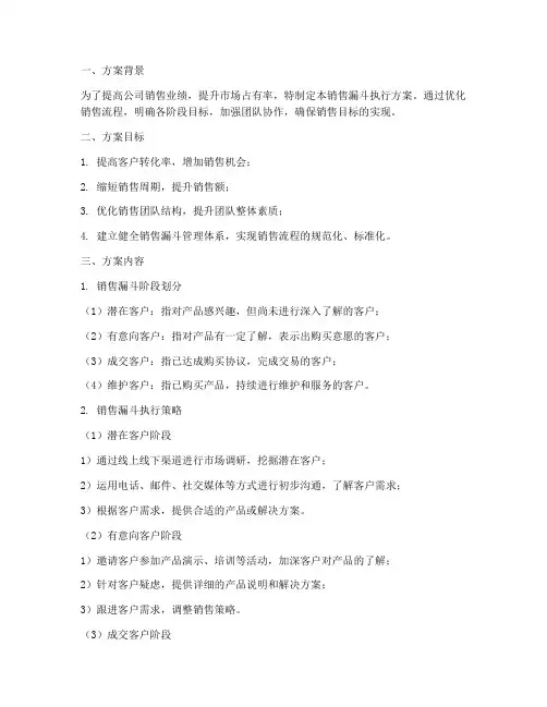 销售漏斗执行方案范本