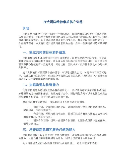 打造团队精神素质提升训练