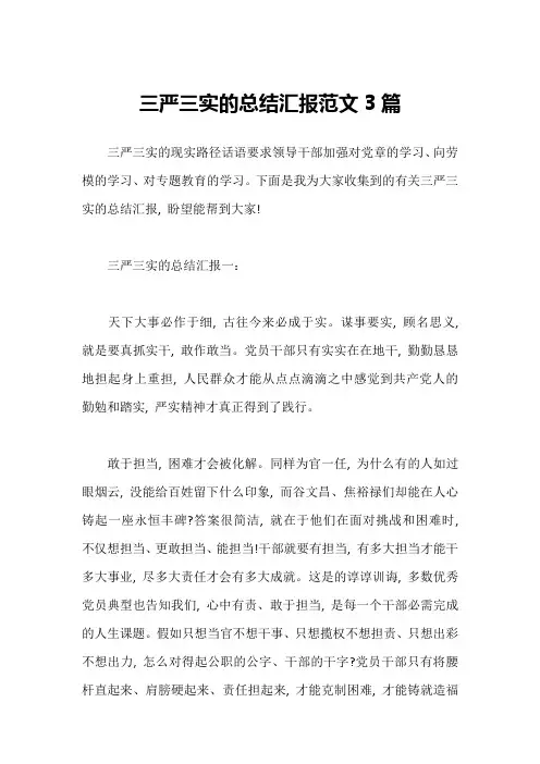 三严三实的总结汇报范文3篇1