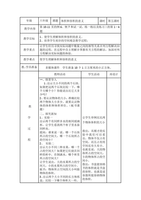 体积和容积的意义