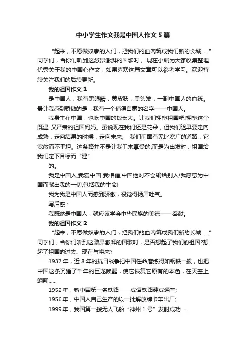 中小学生作文我是中国人作文5篇