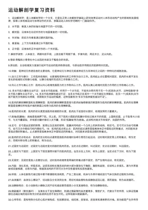 运动解剖学复习资料