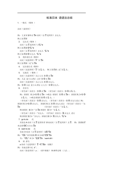 word完整版标准日本语语法总结推荐文档