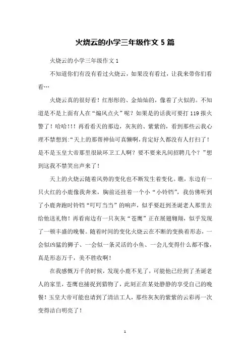火烧云的小学三年级作文5篇