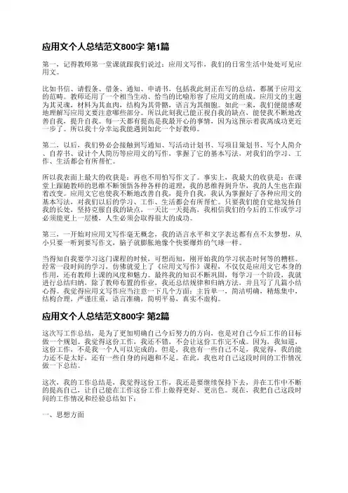 应用文个人总结范文800字(优选7篇)